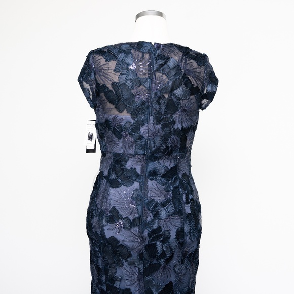 Betsy & Adam - Flower Embroidered Cap Sleeve Gown - Picture 11 of 14